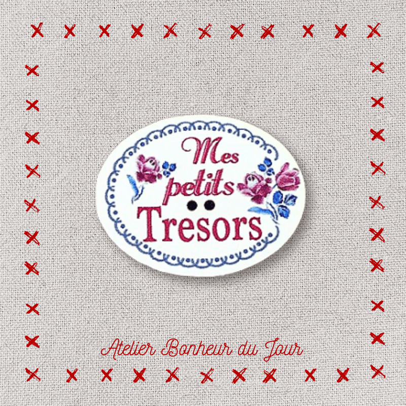 Decorative wooden buttons Digoin  "My little treasures" Atelier Bonheur du jour