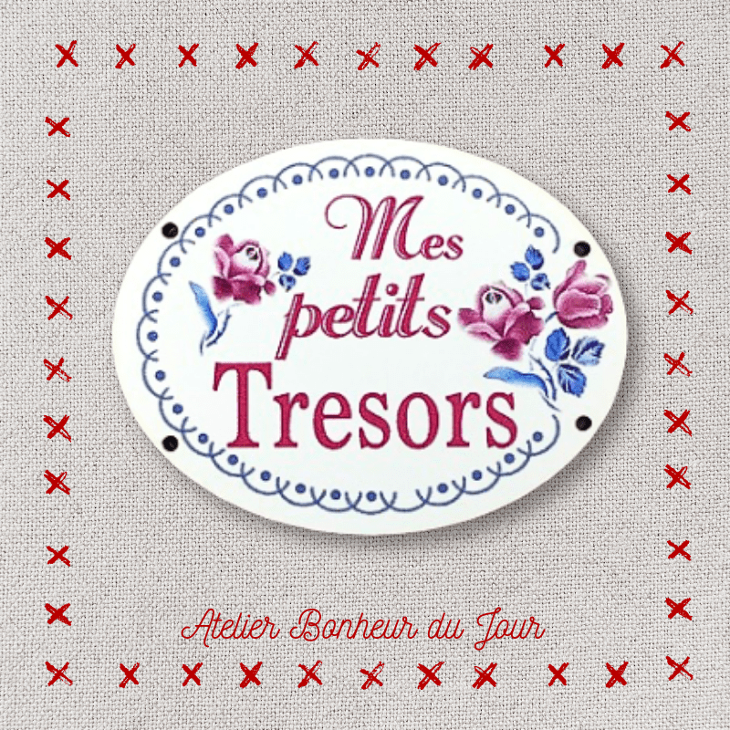 Decorative wooden buttons Digoin "My little treasures" Atelier Bonheur du jour