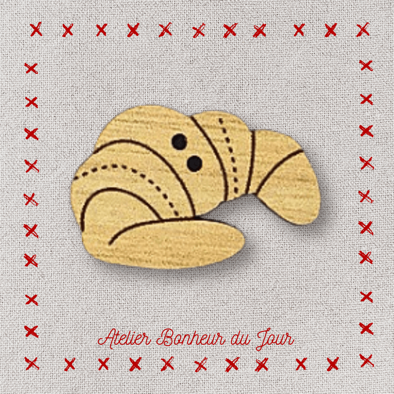 Decorative wooden buttons "Croissant" Atelier bonheur du jour