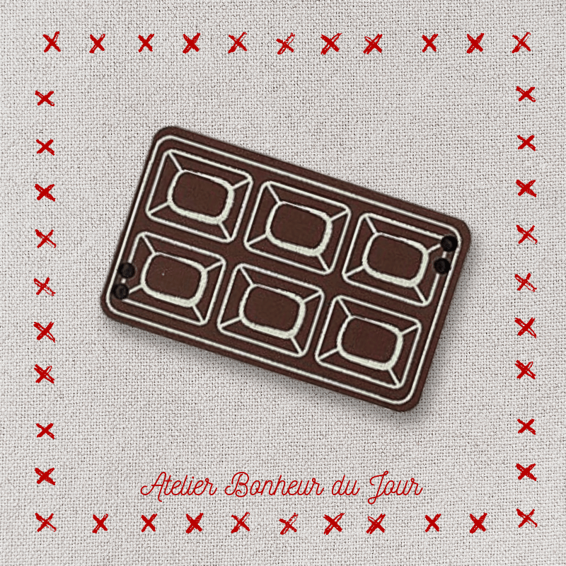 Bouton décoratif en bois "tablette de chocolat" Atelier bonheur du jour