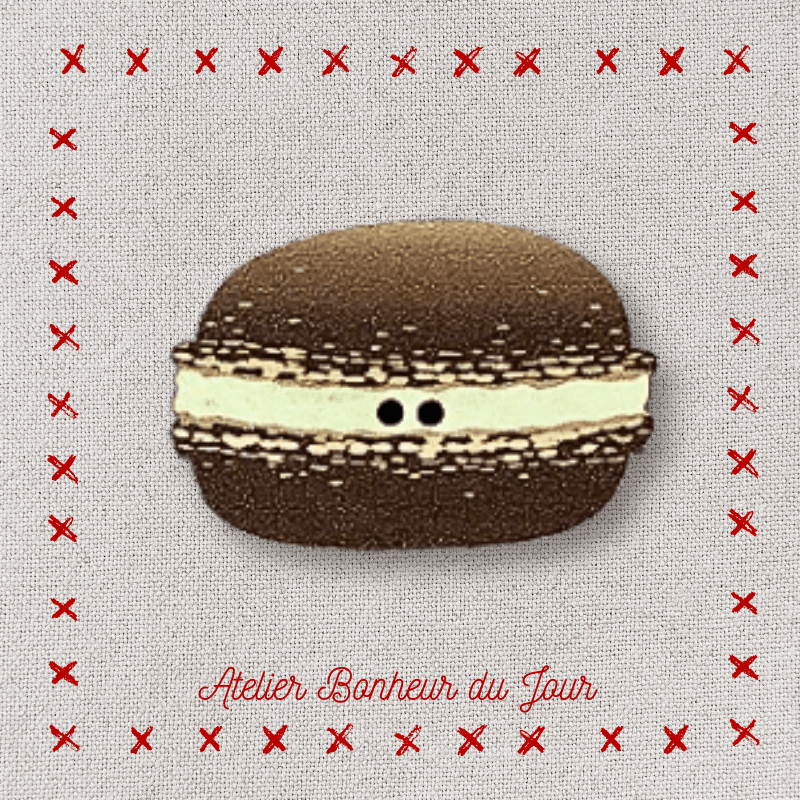 Decorative wooden buttons "Chocolate macaron" Atelier bonheur du jour