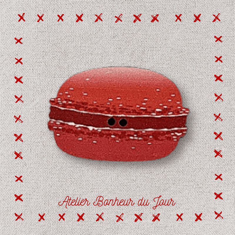 Decorative wooden buttons "Strawberry macaron" Atelier bonheur du jour