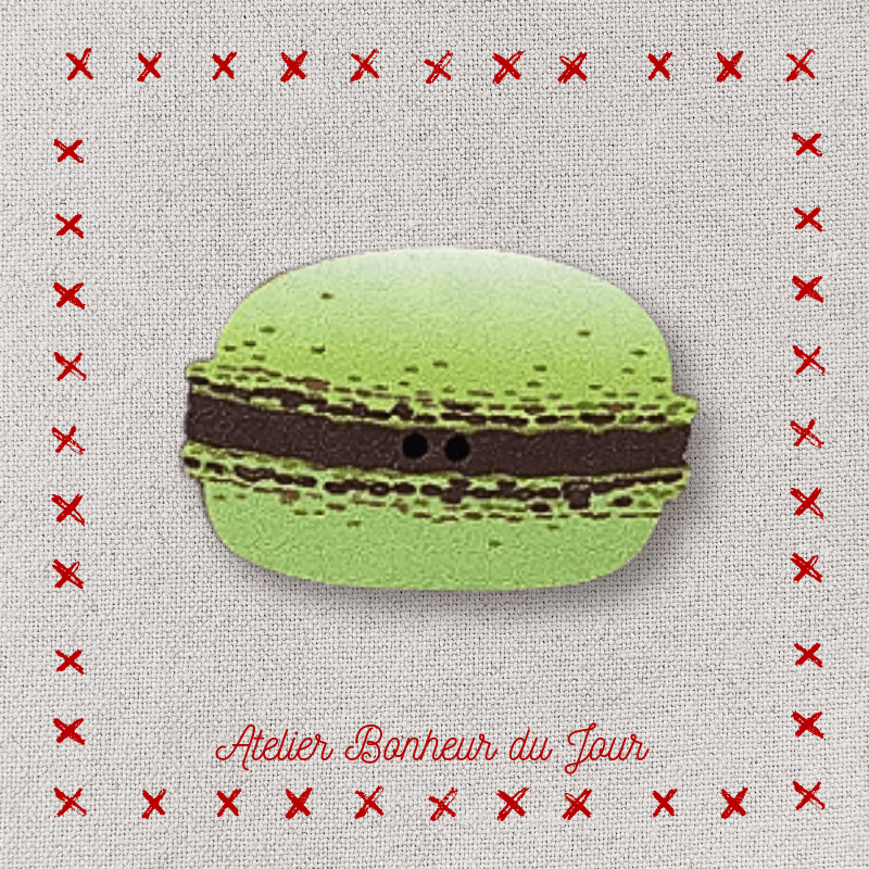 Decorative wooden buttons "Pistachio macaron" Atelier bonheur du jour