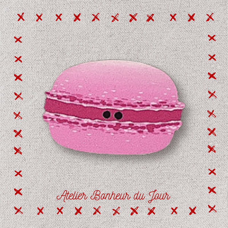 Bouton décoratif en bois "macaron rose" Atelier bonheur du jour