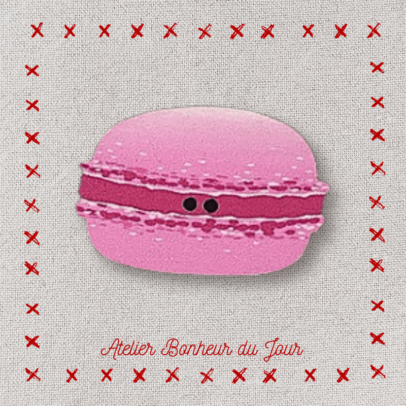 Decorative wooden button "Pink macaron" Atelier Bonheur du jour