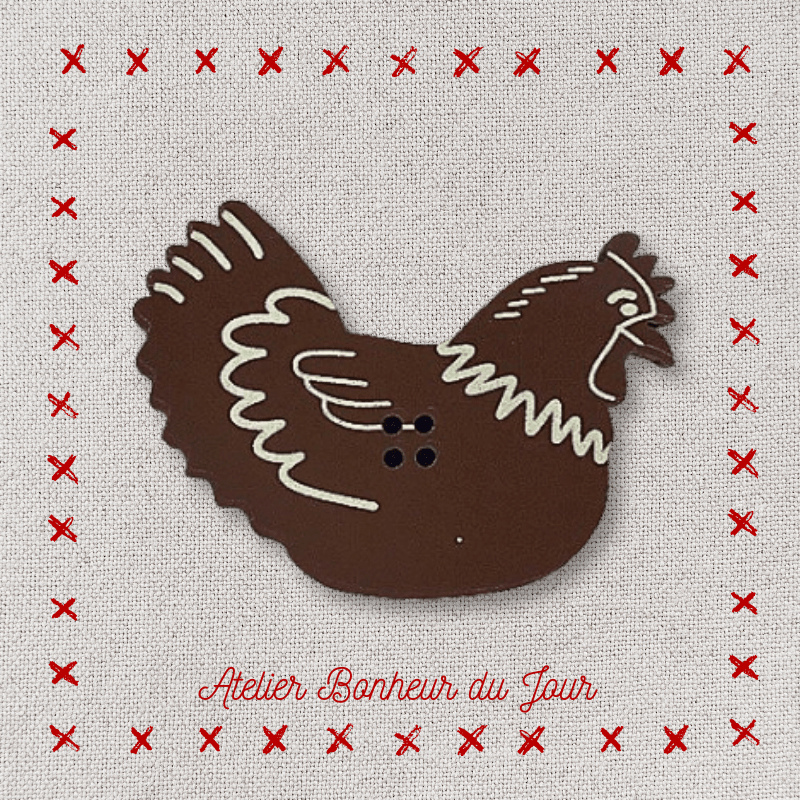Decorative wooden buttons "Chocolate chicken" Atelier bonheur du jour