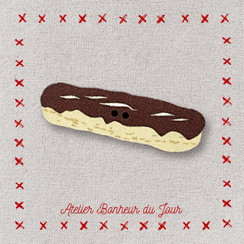 Decorative wooden buttons "Chocolate eclair" Atelier bonheur du jour