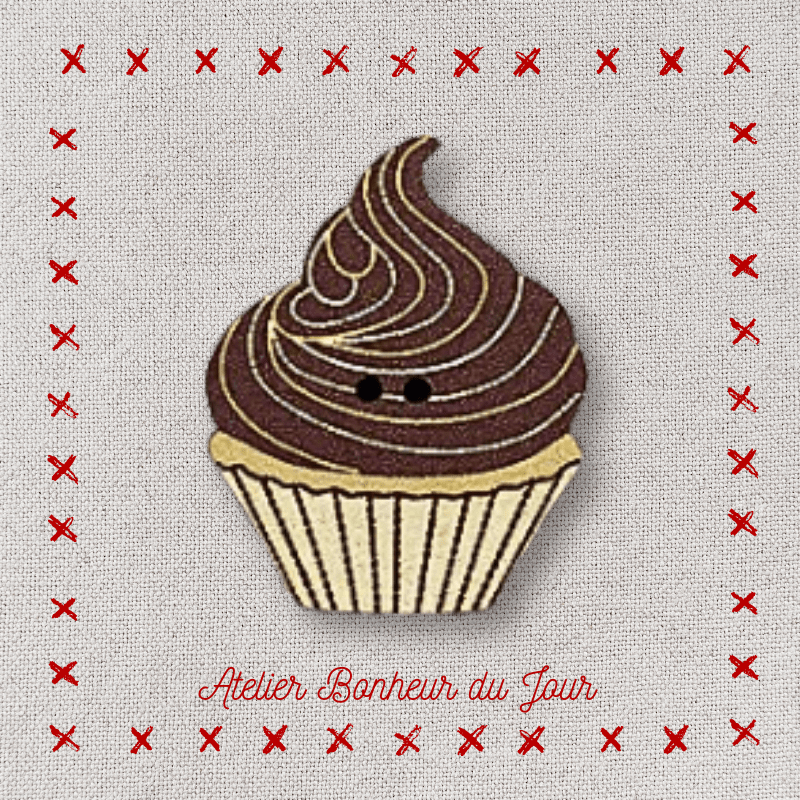 Decorative wooden buttons "Cup cake whipped chocolate" Atelier bonheur du jour