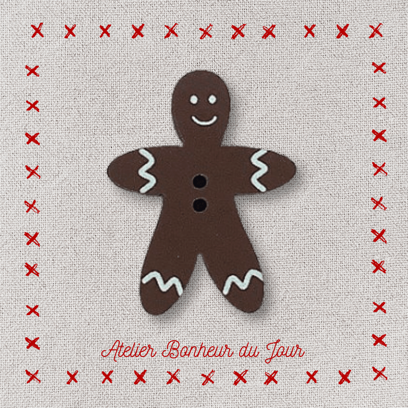 Decorative wooden buttons "Gingerbread man" Atelier bonheur du jour