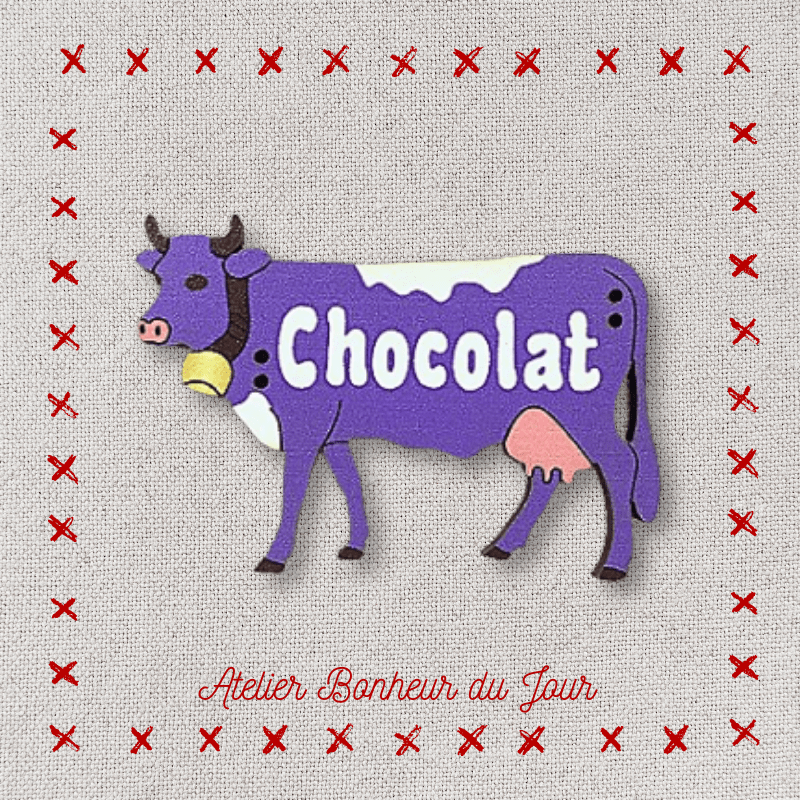 Decorative wooden buttons "Chocolate cow" Atelier bonheur du jour