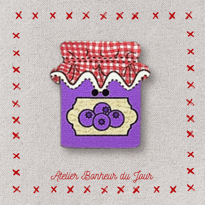 Decorative wooden buttons "Pot of blueberry jam" Atelier bonheur du jour