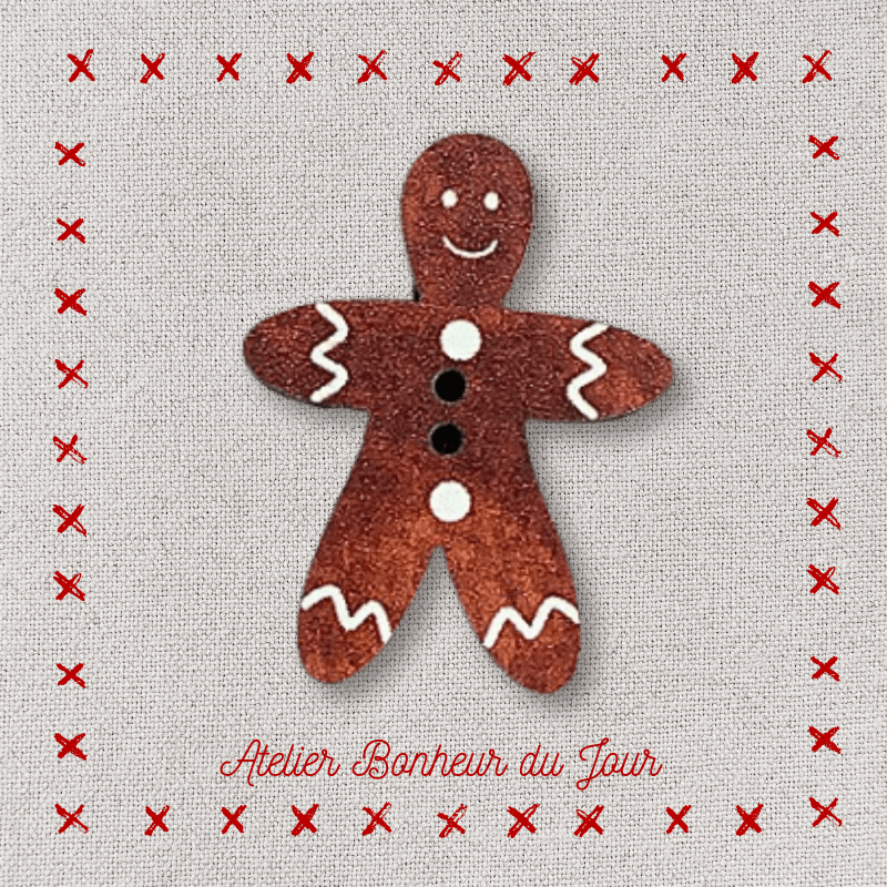 Decorative wooden buttons "Gingerbread man" Atelier bonheur du jour