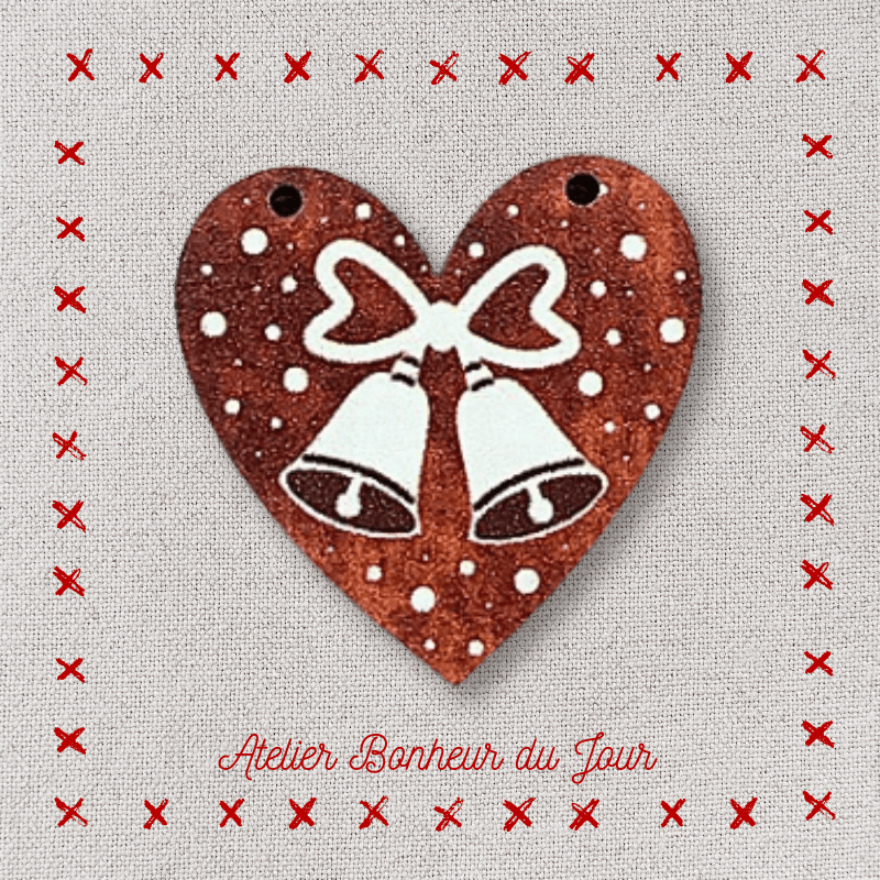 Decorative wooden buttons "Gingerbread heart" to hang Atelier bonheur du jour