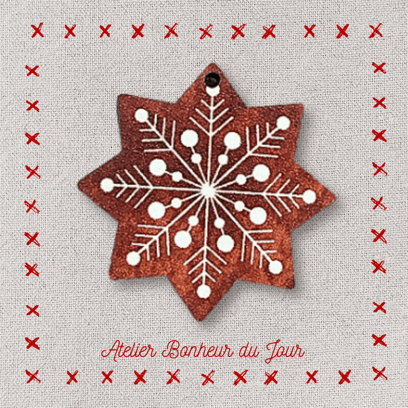 Decorative wooden buttons "Gingerbread flake" to hang Atelier bonheur du jour