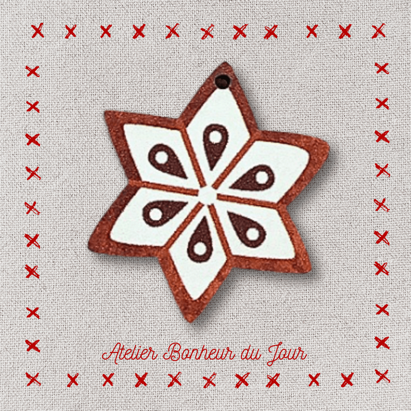 Decorative wooden buttons "Gingerbread star" to hang Atelier bonheur du jour