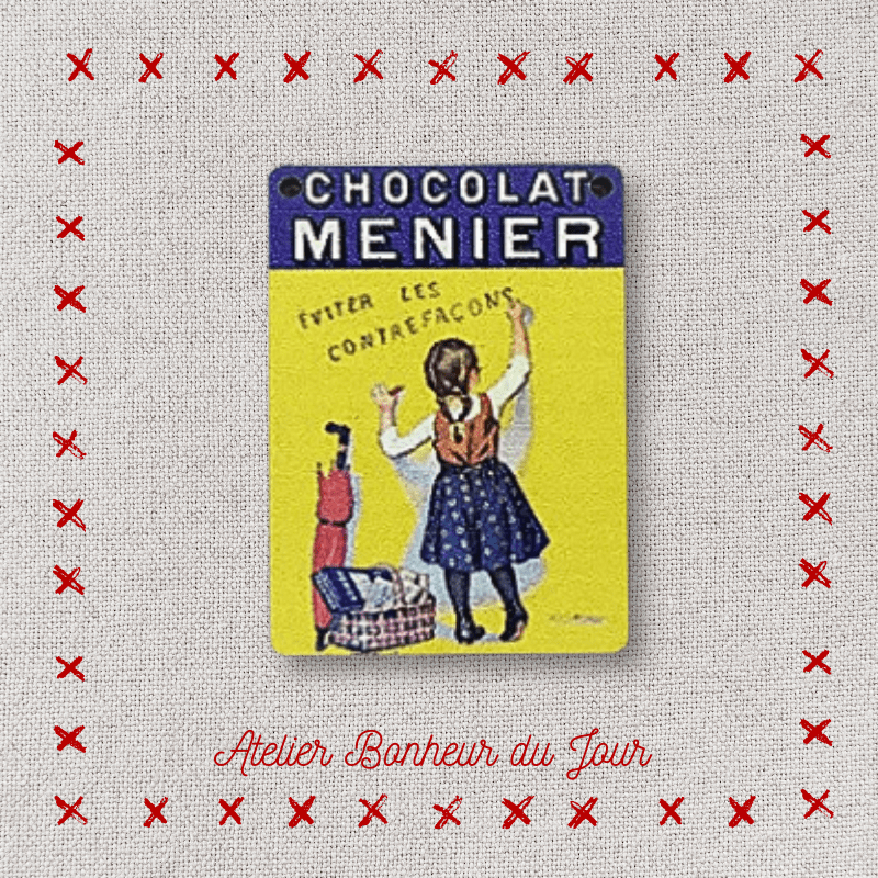 Decorative wooden buttons "Meunier chocolate poster" to hang Atelier bonheur du jour