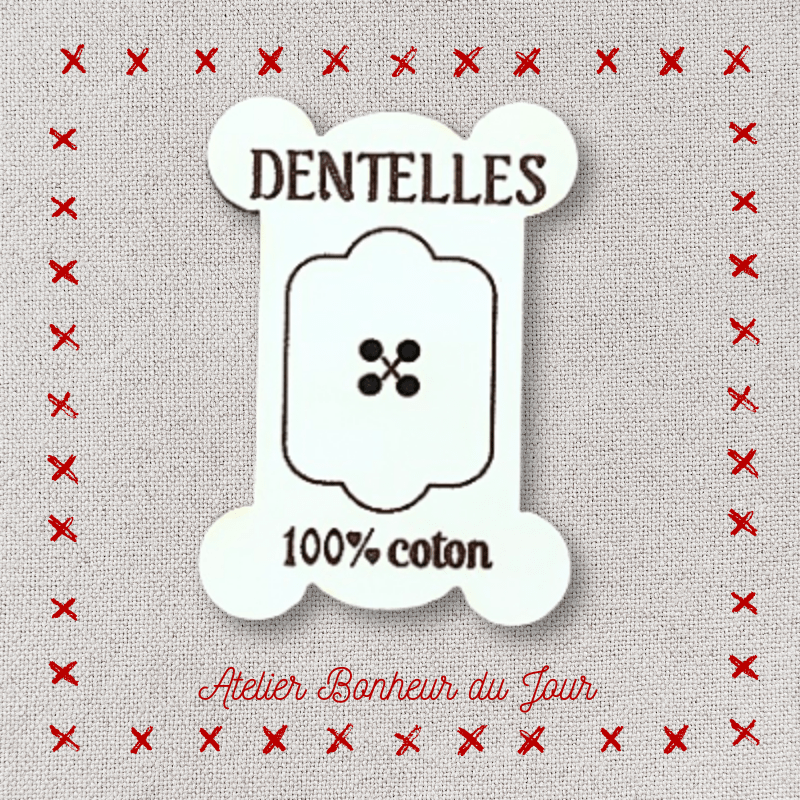 Decorative wooden button "Lace thread card" Atelier bonheur du jour
