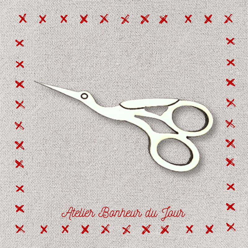 Decorative wooden button "Embroidery scissors" Atelier bonheur du jour