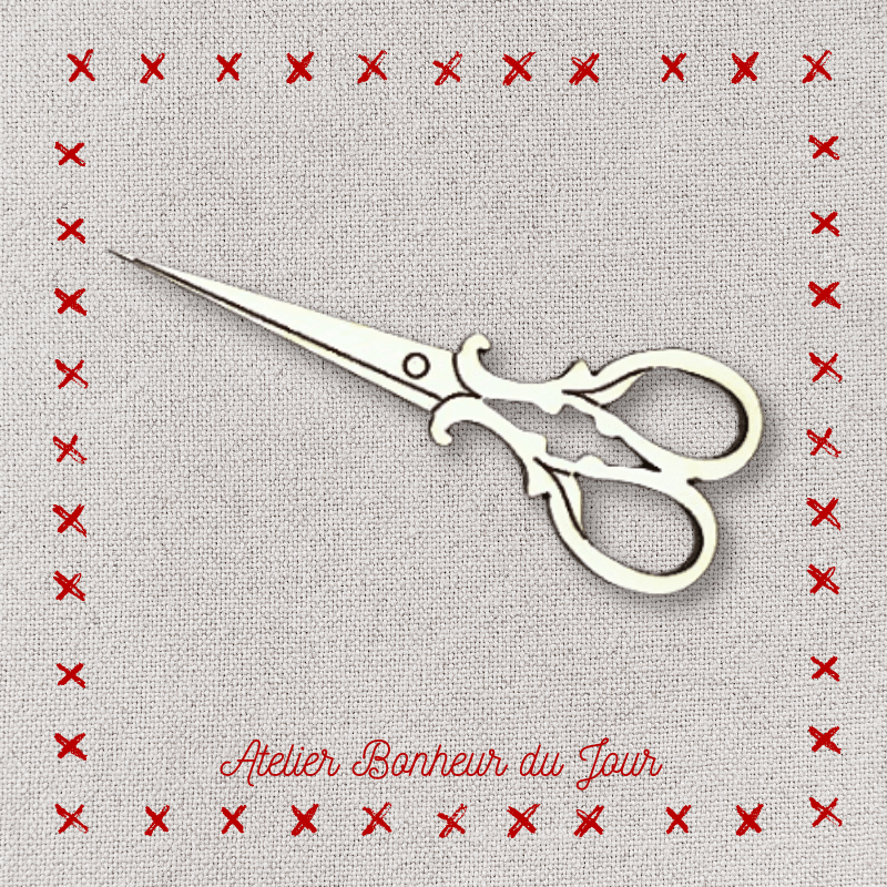 Decorative wooden button "Collectible scissors" Atelier bonheur du jour