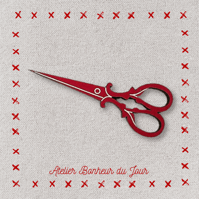 Decorative wooden button "Collectible scissors" Atelier bonheur du jour