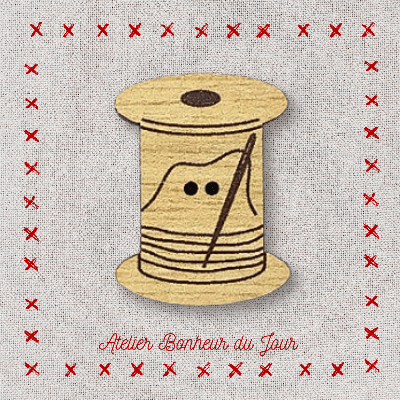 Decorative wooden button "Spool" Atelier bonheur du jour