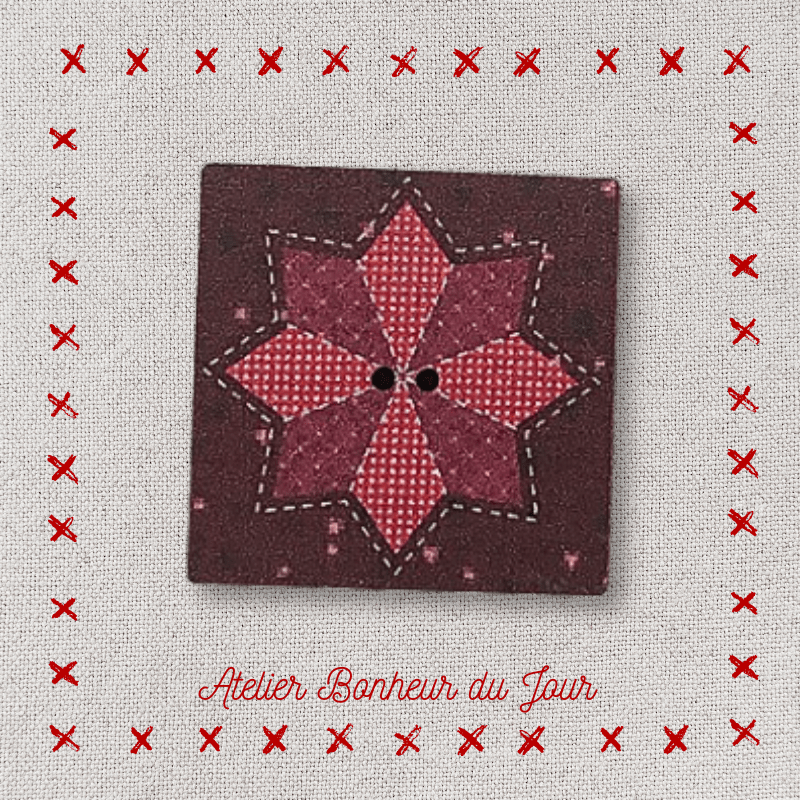 Decorative wooden button "Little star patch" Atelier bonheur du jour
