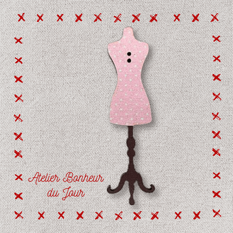 Decorative wooden button "Polka dot model" Atelier bonheur du jour