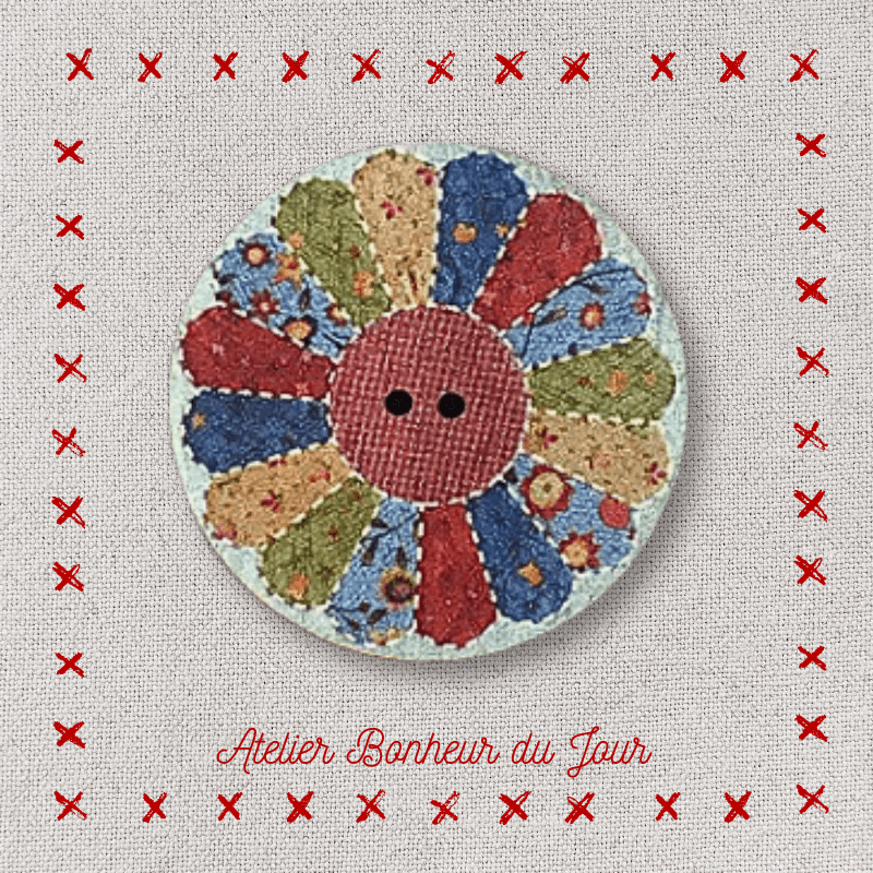 Decorative wooden button "Little round patch" Atelier bonheur du jour