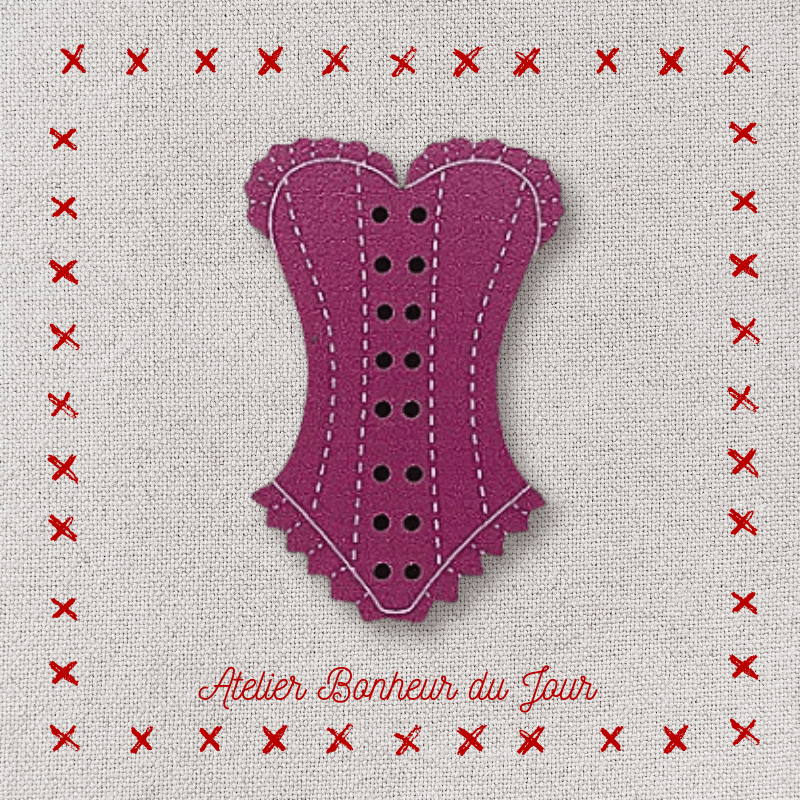Bouton décoratif en bois "corset dentelle" Atelier bonheur du jour