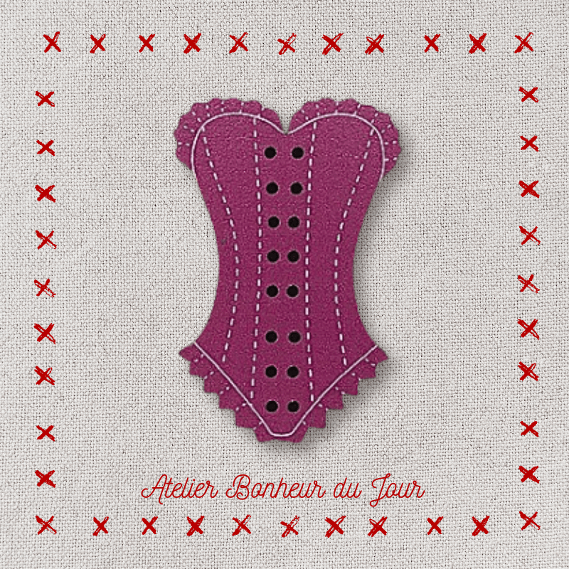 Decorative wooden button "Lace Corset" Atelier bonheur du jour