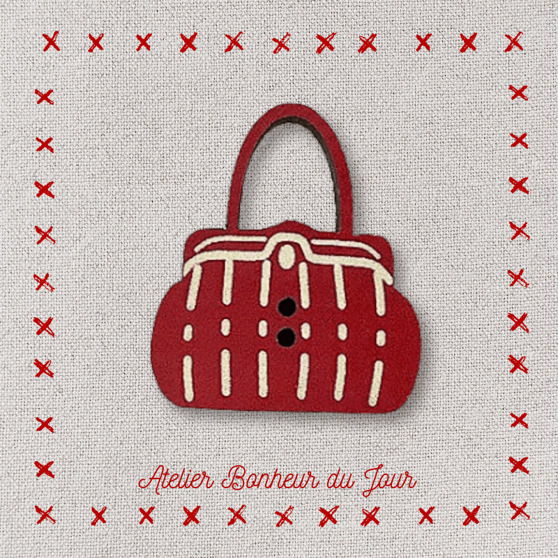 Decorative wooden button "Handbag" Atelier bonheur du jour