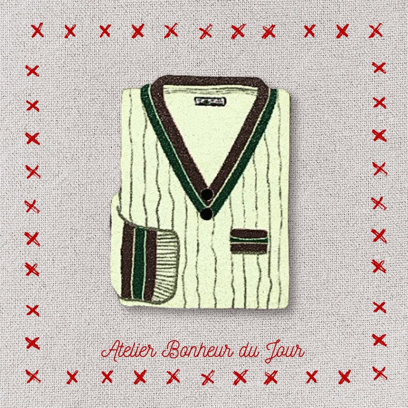 Decorative wooden button "Men's sweater" Atelier bonheur du jour