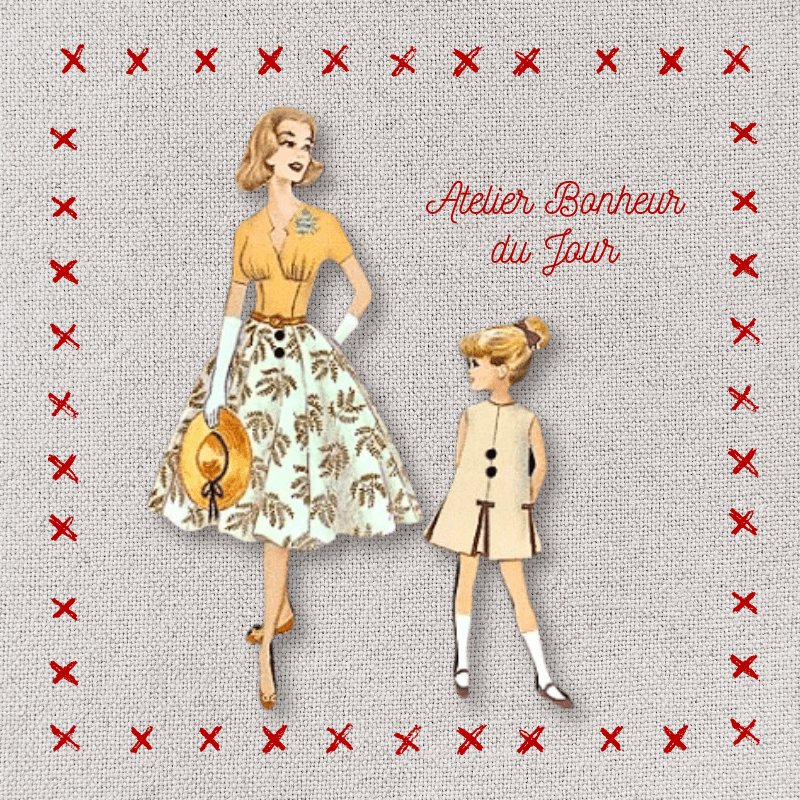 Decorative wooden button "From mother to daughter automn" Atelier bonheur du jour