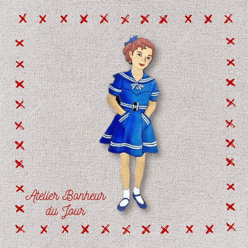 Decorative wooden button "Little sailor fashion" Atelier bonheur du jour