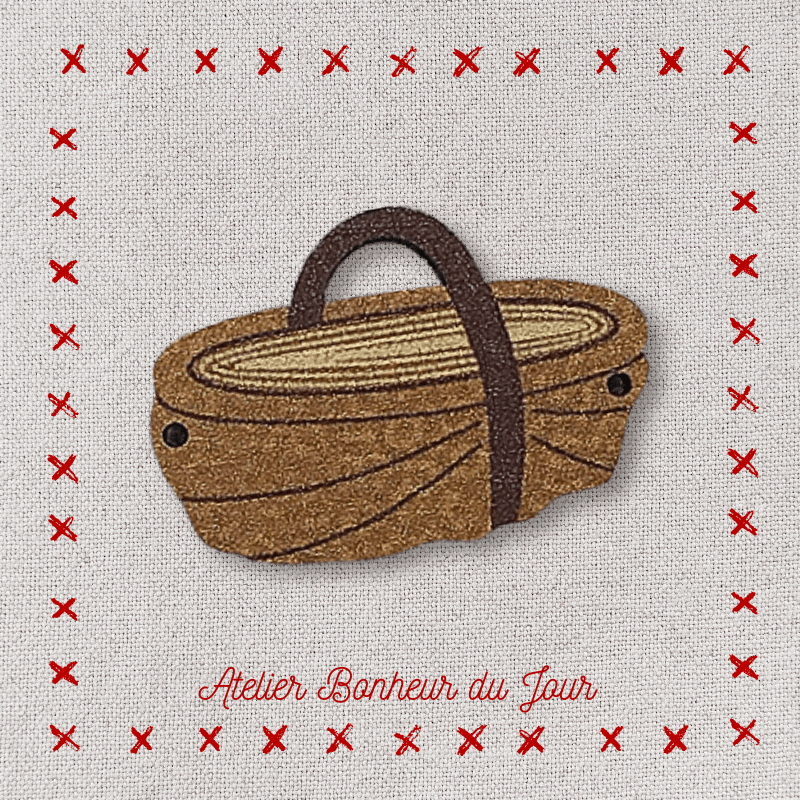 Decorative wooden button "Apple basket" Atelier bonheur du jour