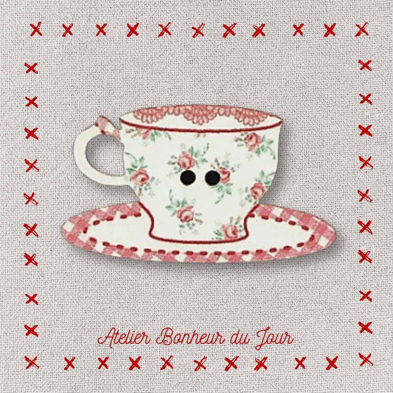 Bouton décoratif en bois "tasse à thé Justine" Atelier Bonheur du jour