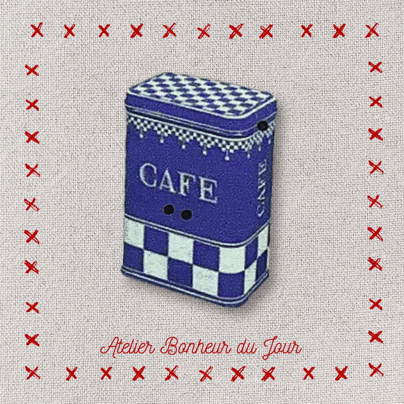 Decorative wooden buttons "Checkered coffee box" to hang Atelier Bonheur du jour