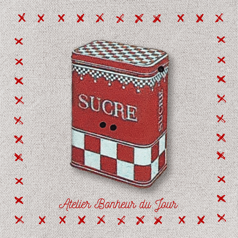 Decorative wooden buttons "Checkered sugar box" to hang Atelier Bonheur du jour