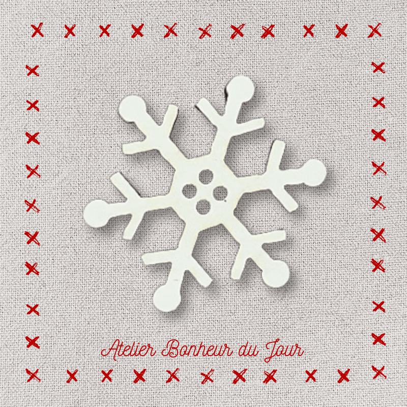 Decorative wooden button "Snowflake" Atelier bonheur du jour