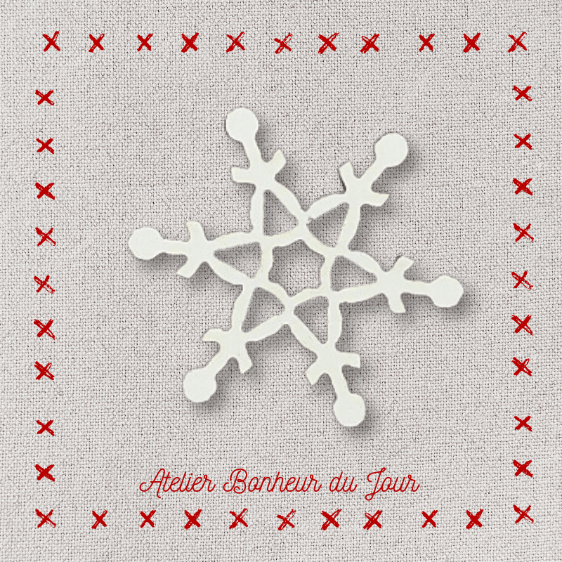 Decorative wooden button "Snowflake" Atelier bonheur du jour