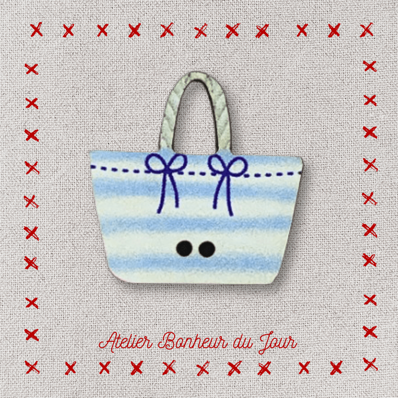 Decorative wooden button "Beach bag" Atelier bonheur du jour