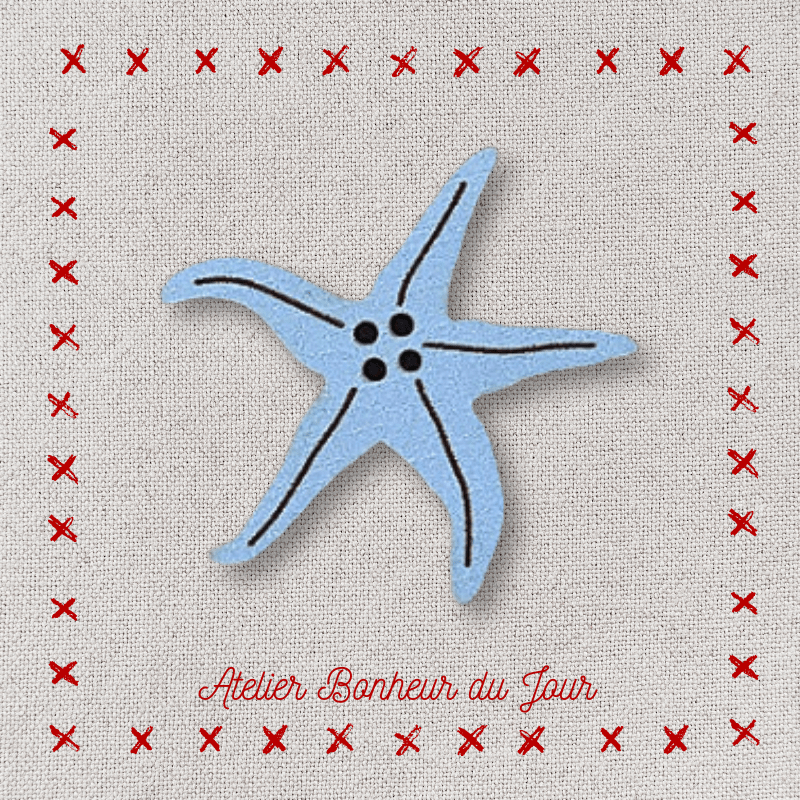 Decorative wooden button "Starfish" Atelier bonheur du jour