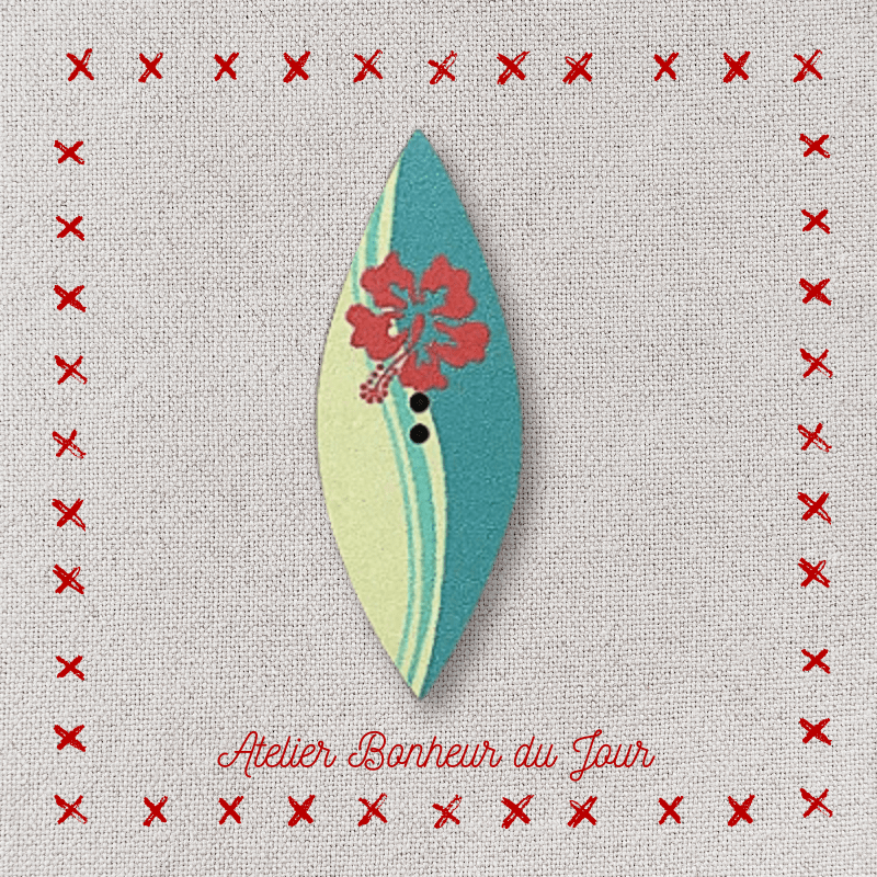 Decorative wooden button "Surf flower" Atelier bonheur du jour
