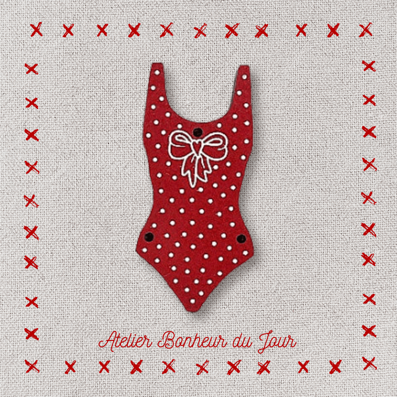 Decorative wooden button "Polka dot swimsuit" Atelier bonheur du jour