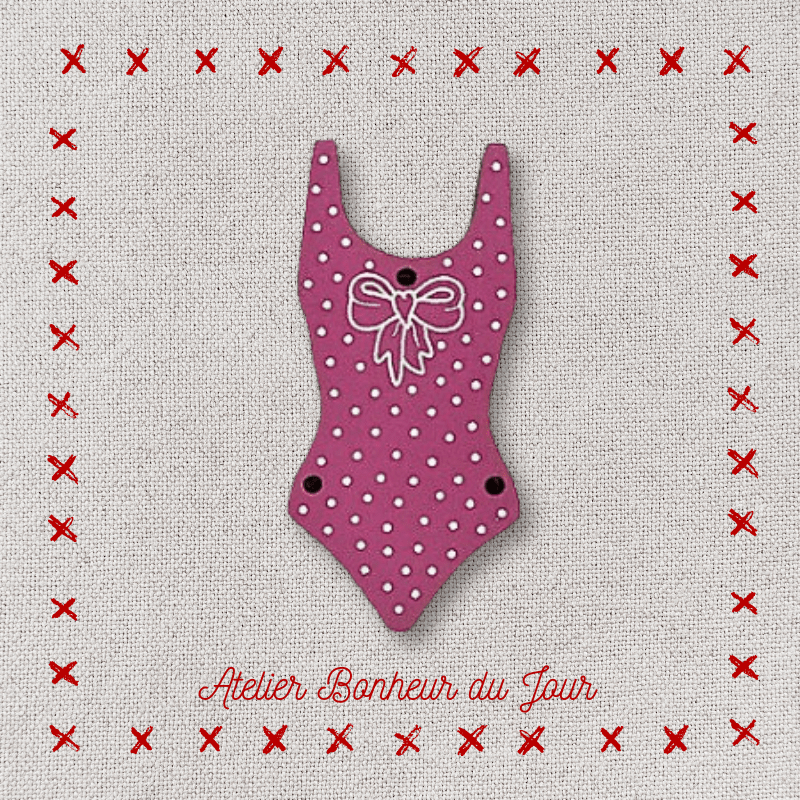 Decorative wooden button "Polka dot swimsuit" Atelier bonheur du jour