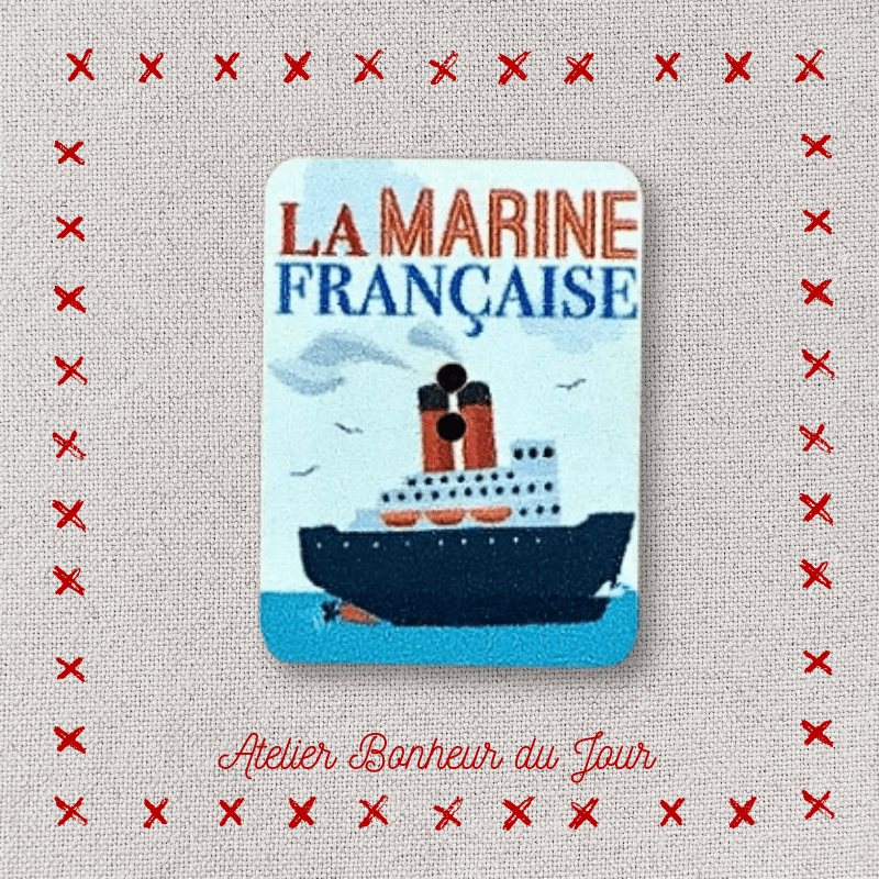 Bouton décoratif en bois "La marine française" Atelier bonheur du jour