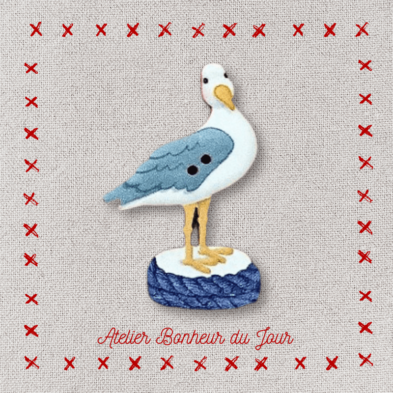 Decorative wooden button "Seagull" Atelier bonheur du jour