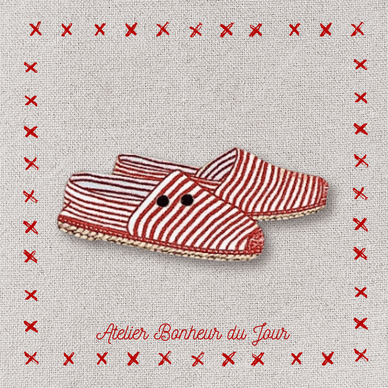 Decorative wooden button "Espadrilles" Atelier bonheur du jour