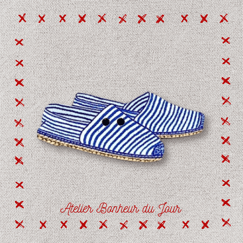 Decorative wooden button "Espadrilles" Atelier bonheur du jour