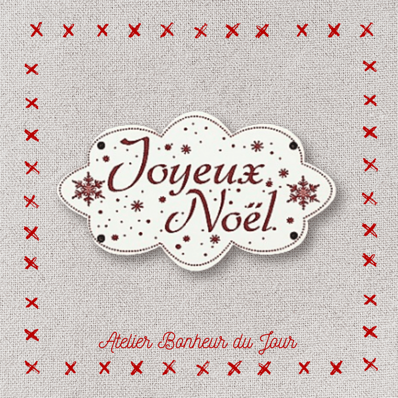 Bouton décoratif en bois "joyeux Noël" Atelier bonheur du jour